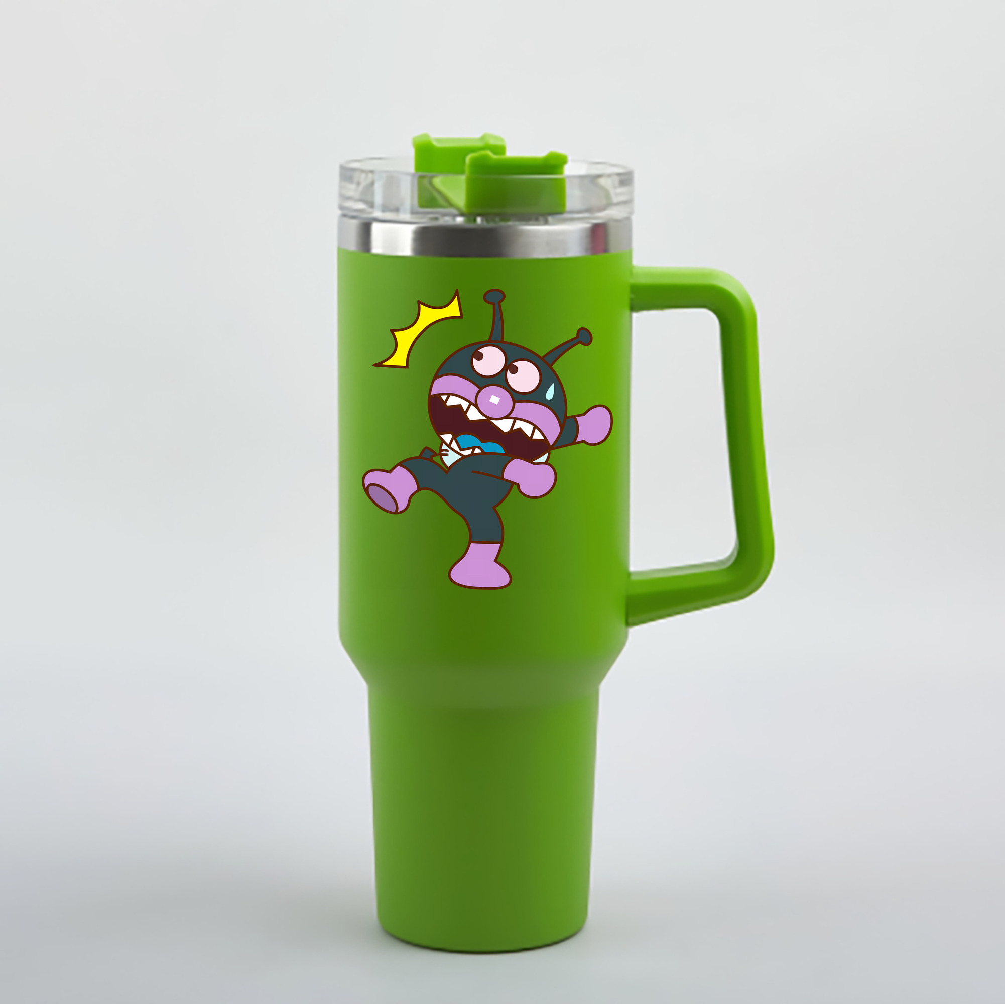 （画像用） アンパンマン Anpanman 1200mL車用タンブラー - クリスタルステッカー（プラスチックストロー付き）